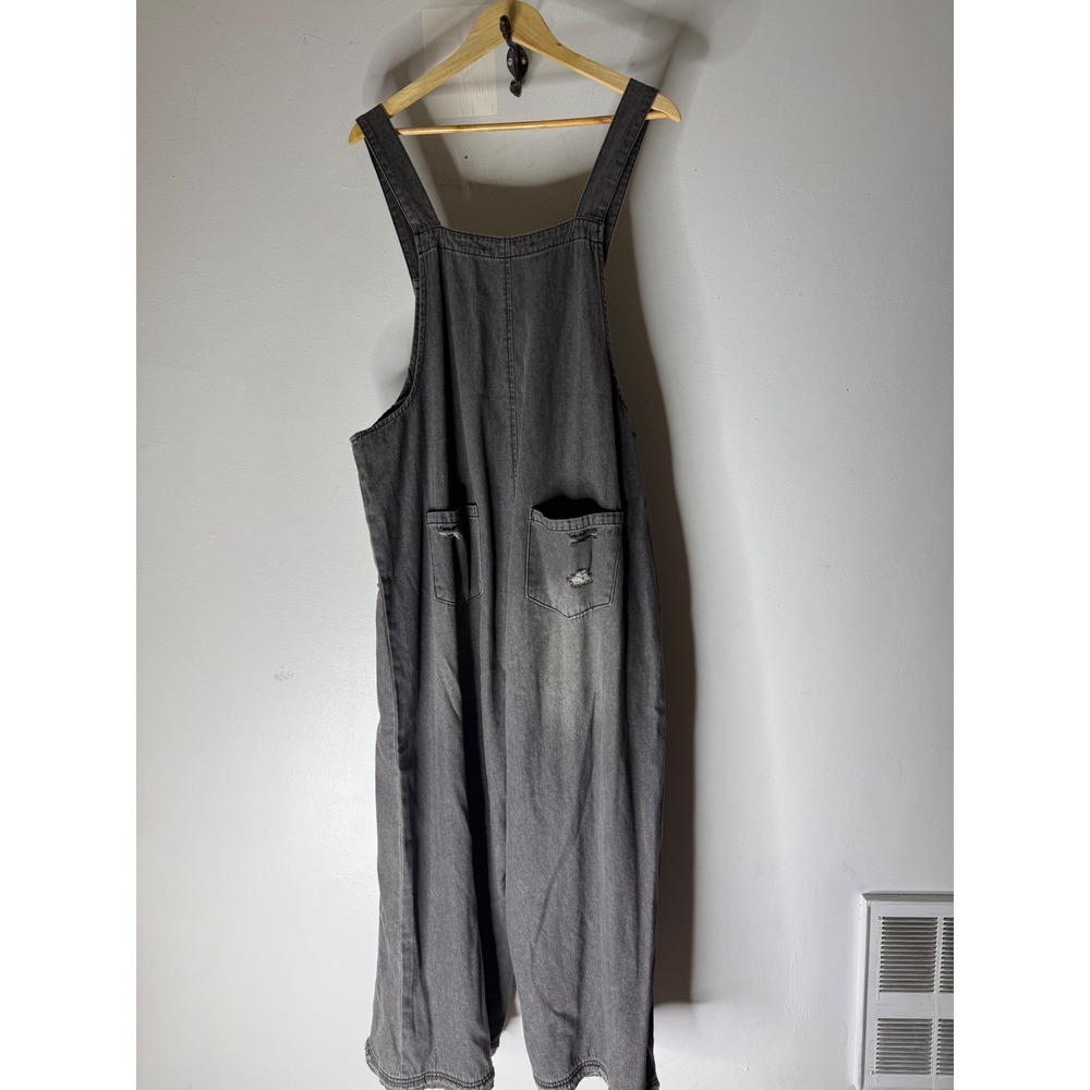 Three bird nest high hopes slouchy denim overalls grey size large - Picture 3 of 10